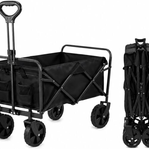 Folding Garden Utility Cart with Storage Pockets