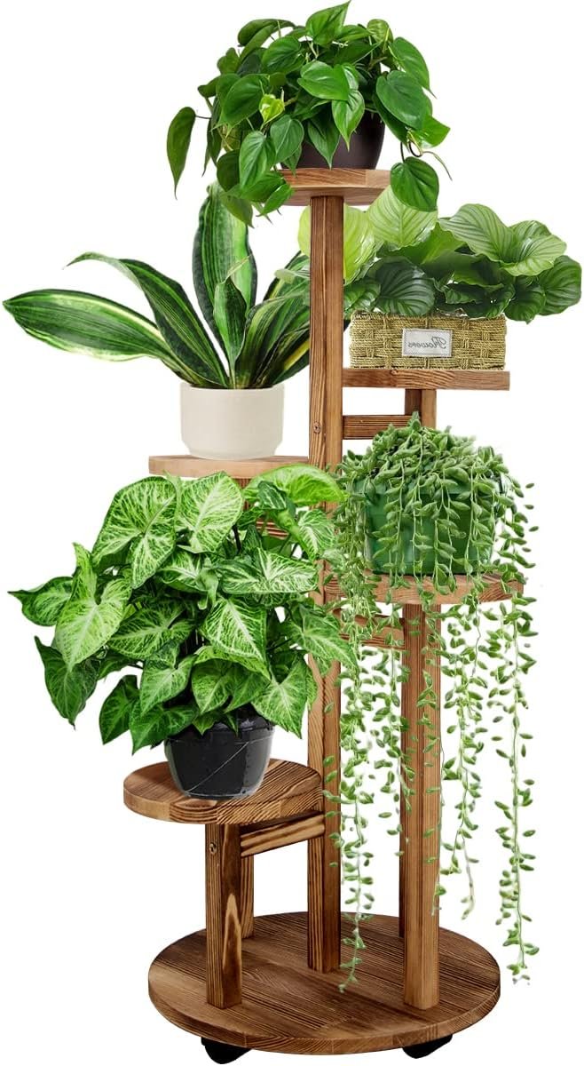 Tiered Tall Wood Plant Stand