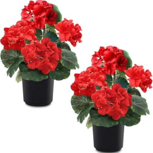 Artificial Geraniums Fake Flowers for Outdoors Silk