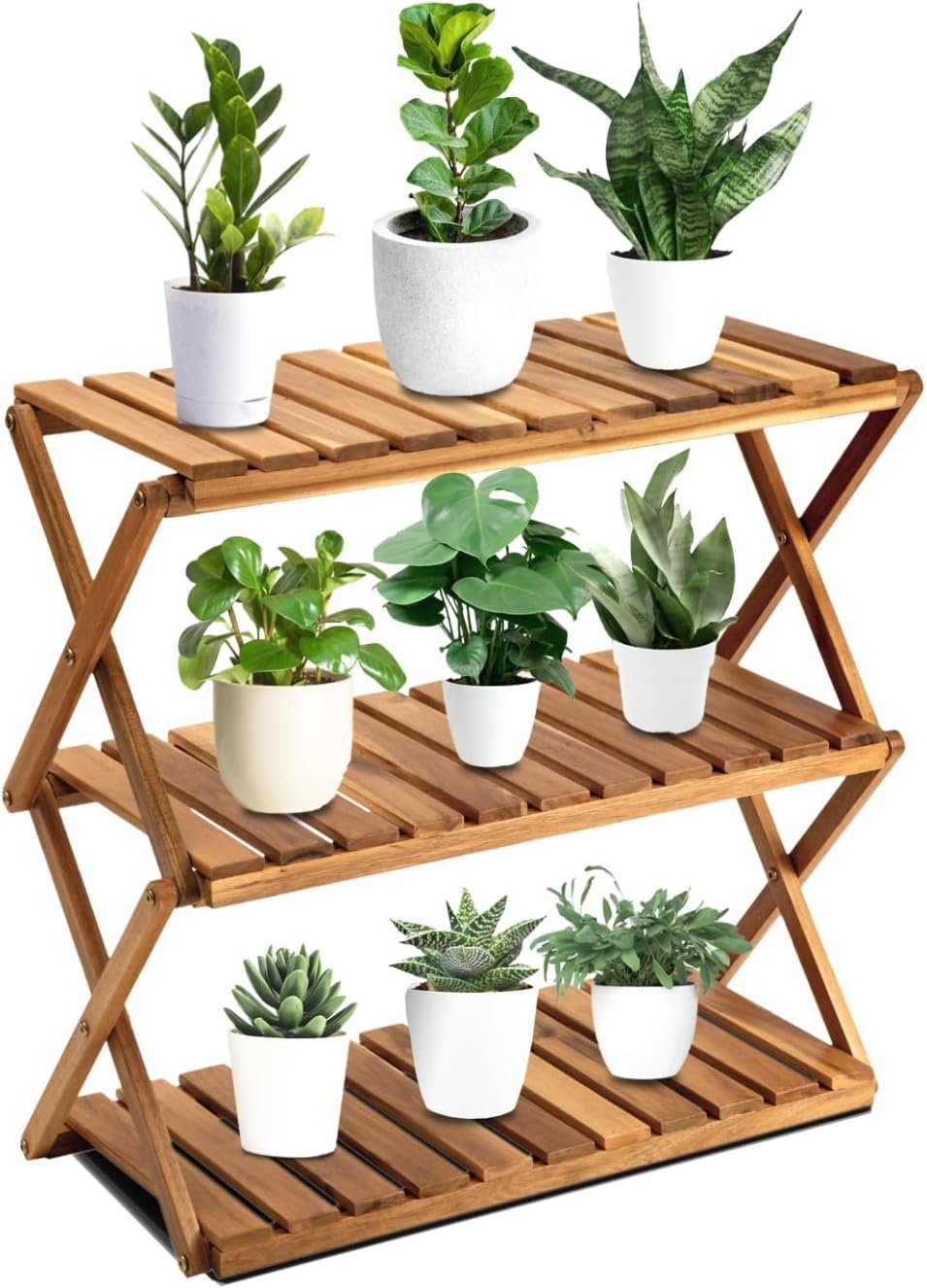 Acacia Wood Tiered Plant Stand