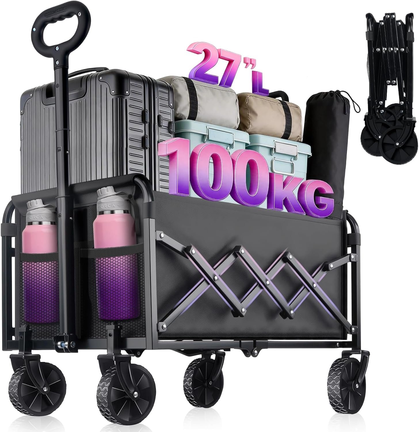 Lightweight Folding Garden Cart with Swivel Wheels