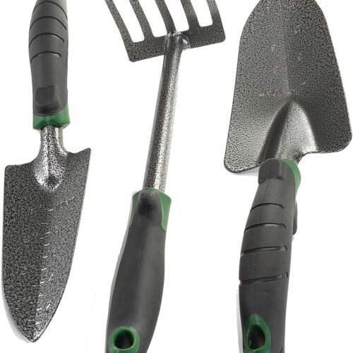 Carbon Steel Trowel Transplanter and Hand Rake Set