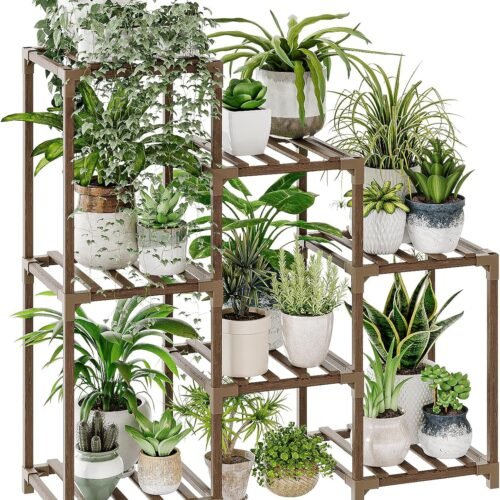 Tiered Wood Plant Rack for Multiple Plants